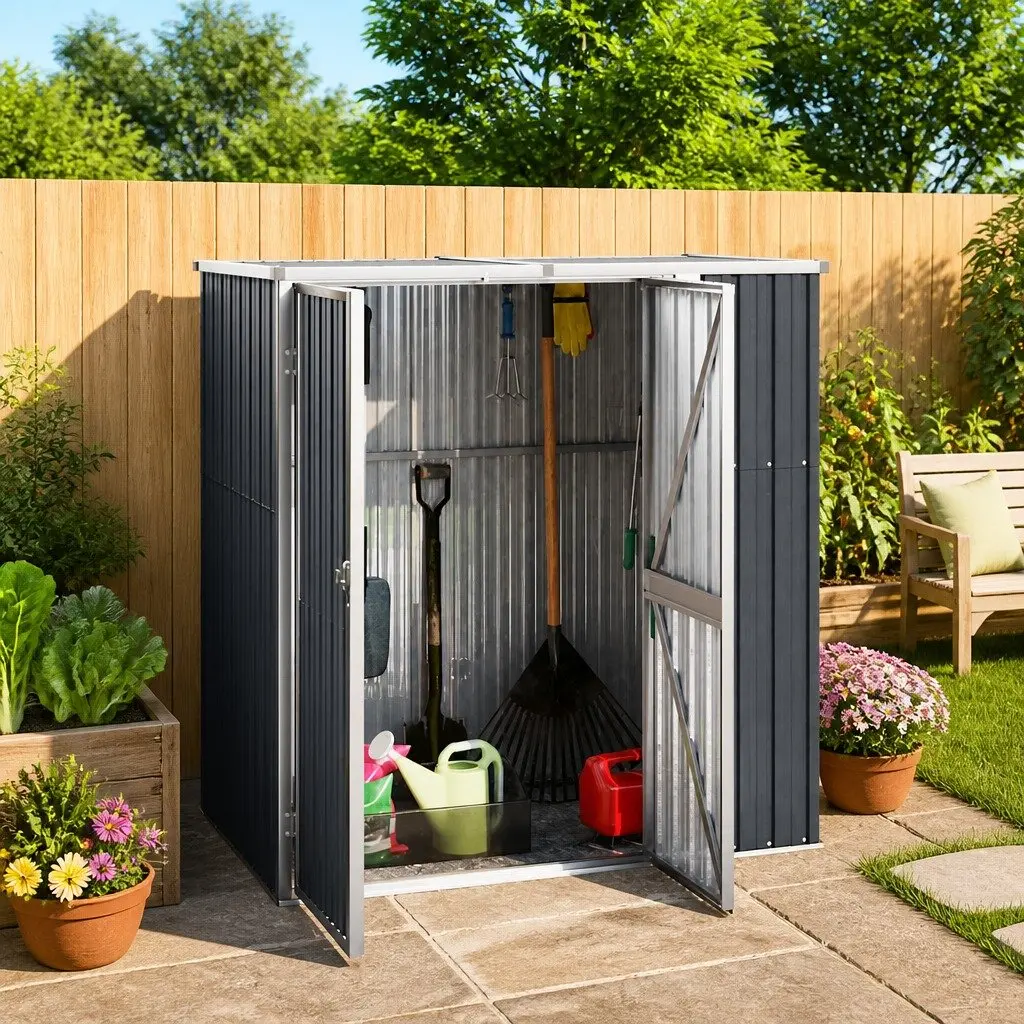 Garden Tool Shed Anthracite Outdoor Storage Galvanised Steel Structure