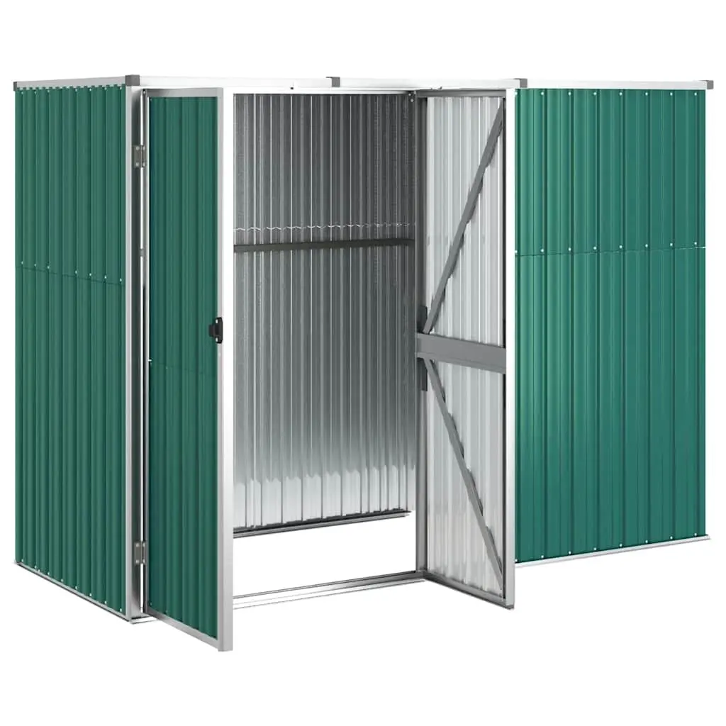 Garden Tool Shed Green 225x89x161cm Galvanised Steel Outdoor Storage