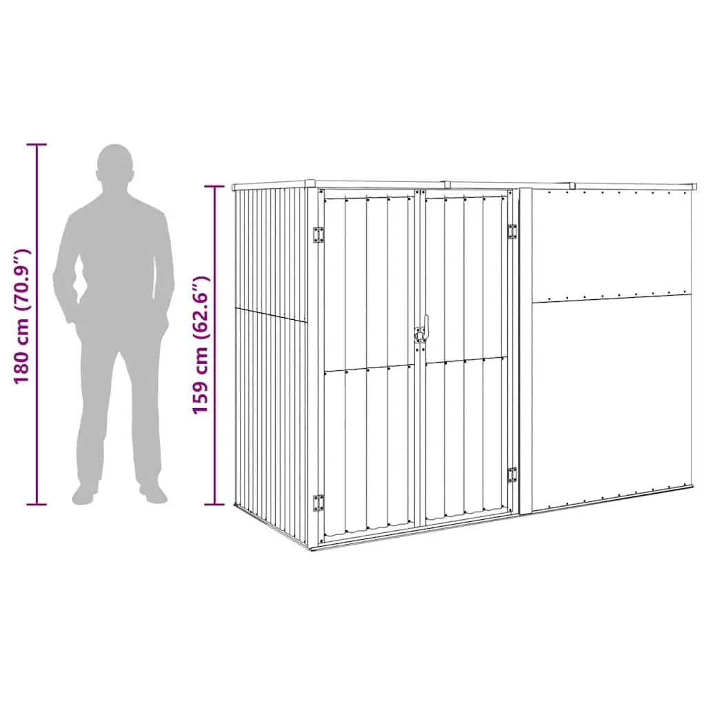 Garden Tool Shed Green 225x89x161cm Galvanised Steel Outdoor Storage