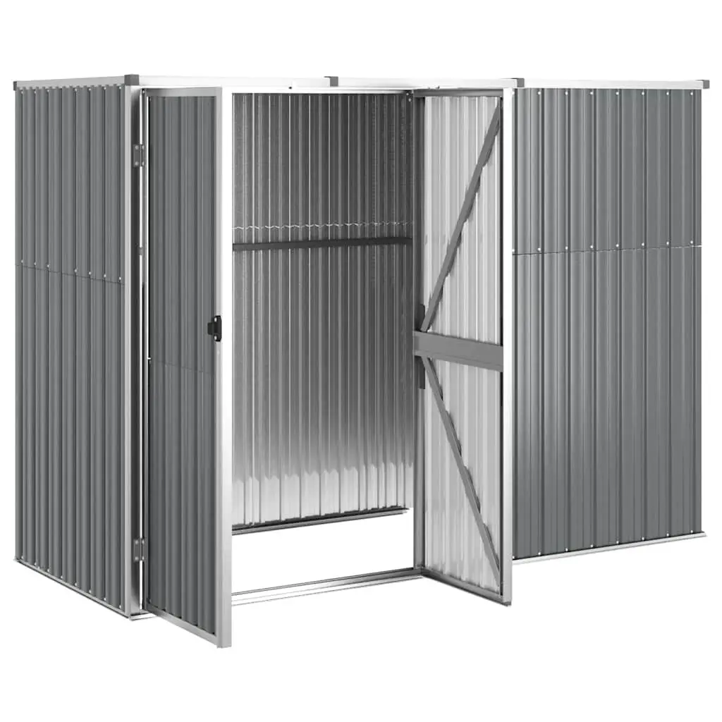 Garden Tool Shed Grey Galvanised Steel Frame 225x89x161 cm