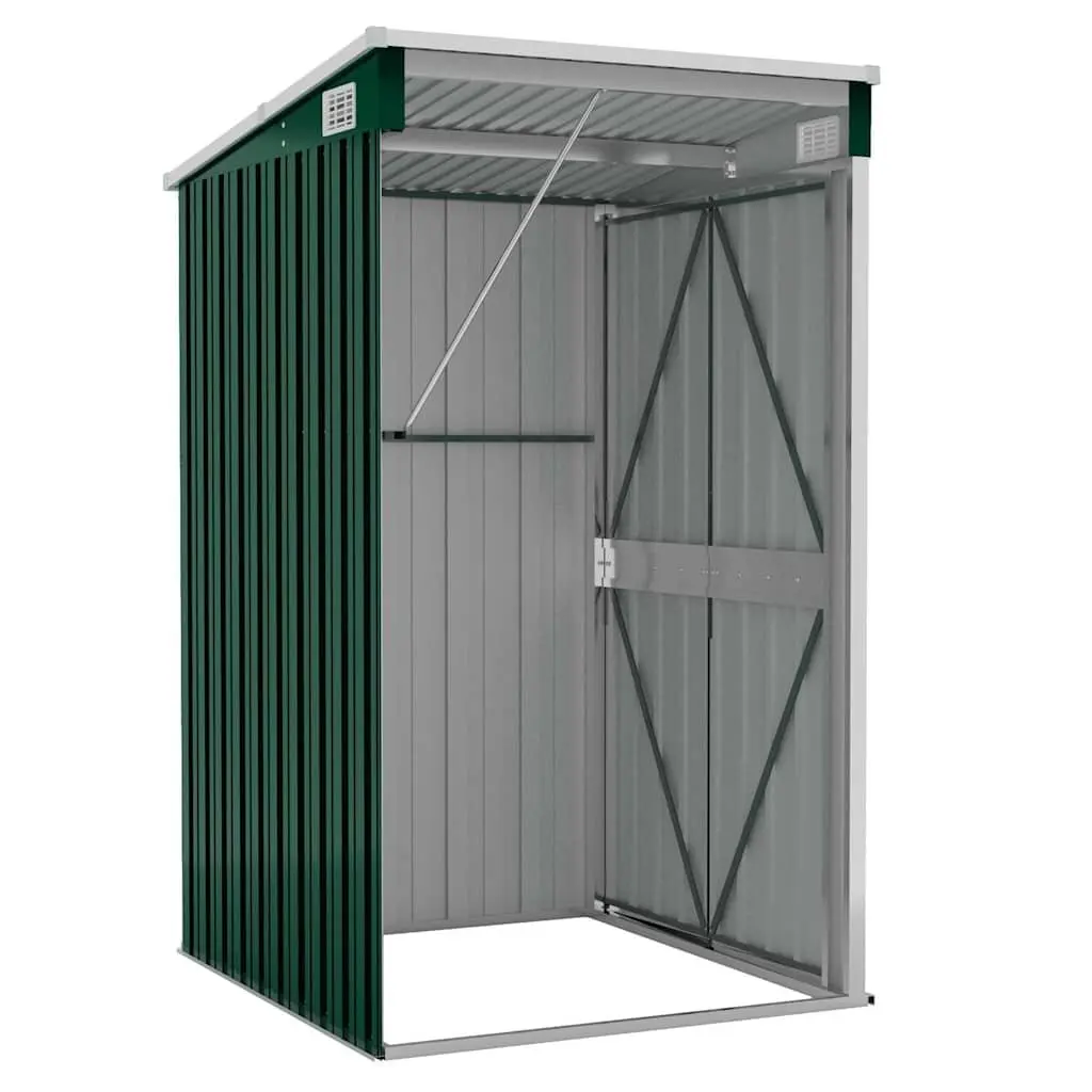 Wall-mounted Garden Shed 118x100x178cm Outdoor Storage Double Door Green