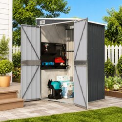 Wall-mounted Garden Shed Anthracite Storage Outdoor Steel Garage Tool Equipment