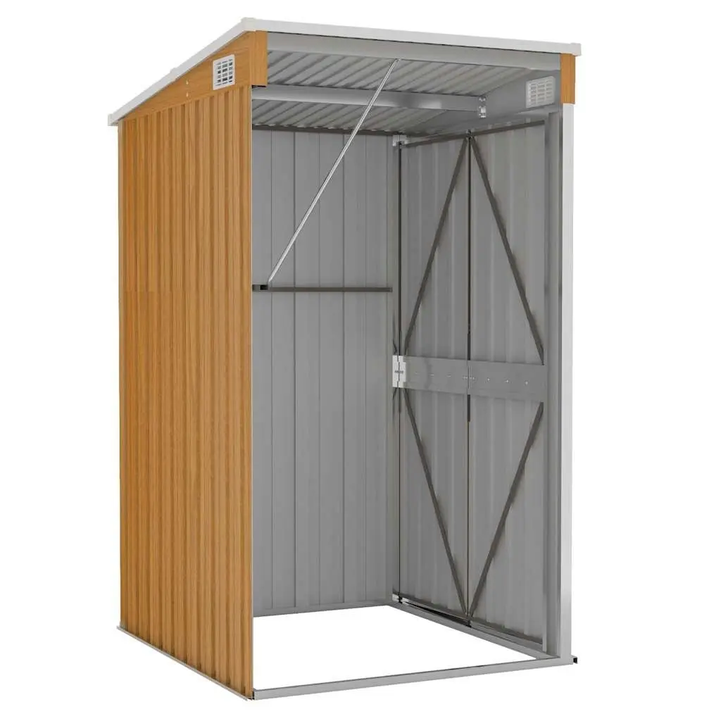 Wall-mounted Garden Shed Brown Galvanised Steel 118W x 100D x 178H cm
