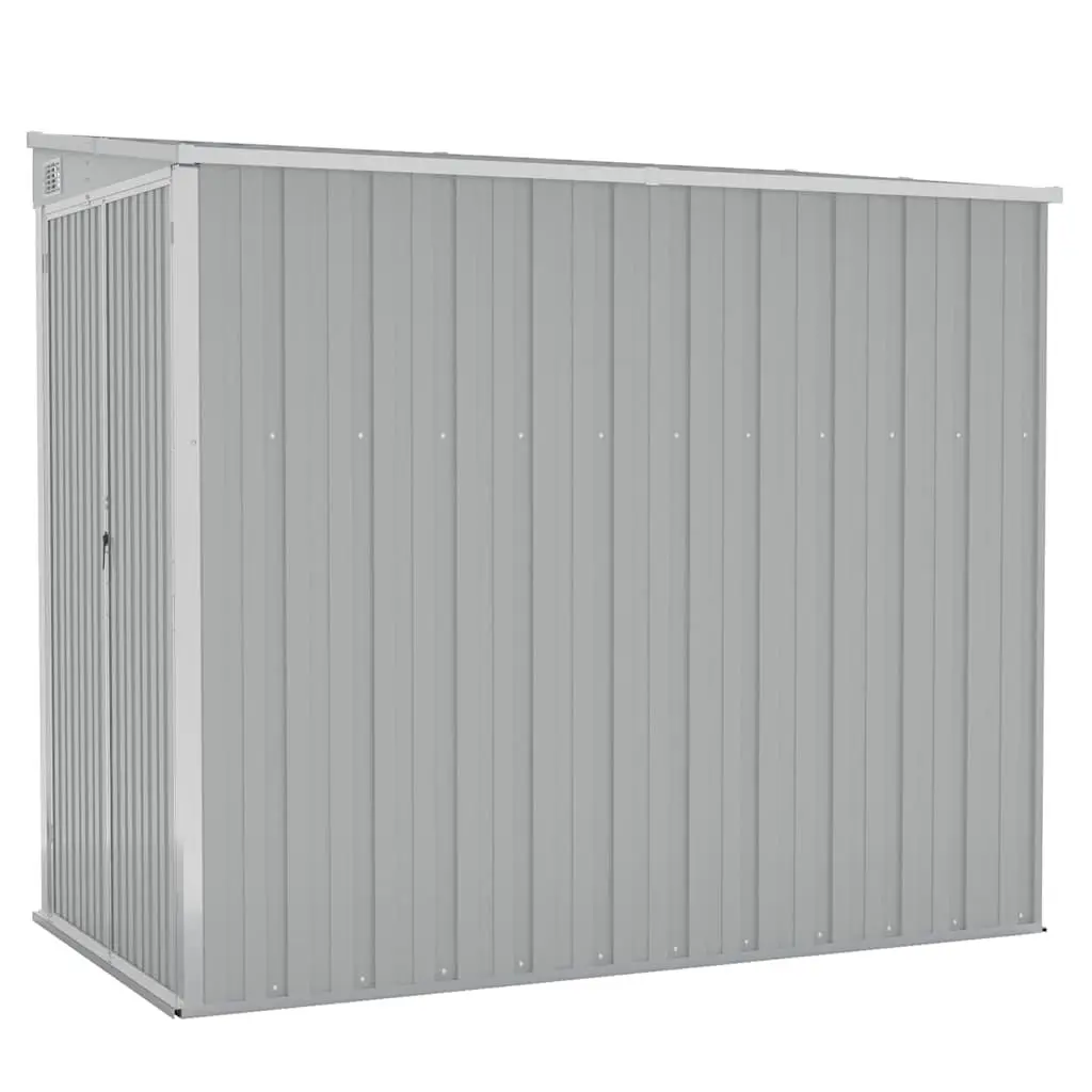 Wall-Mounted Garden Shed Grey Steel Storage Outdoor Tool Locker 118x194x178 cm