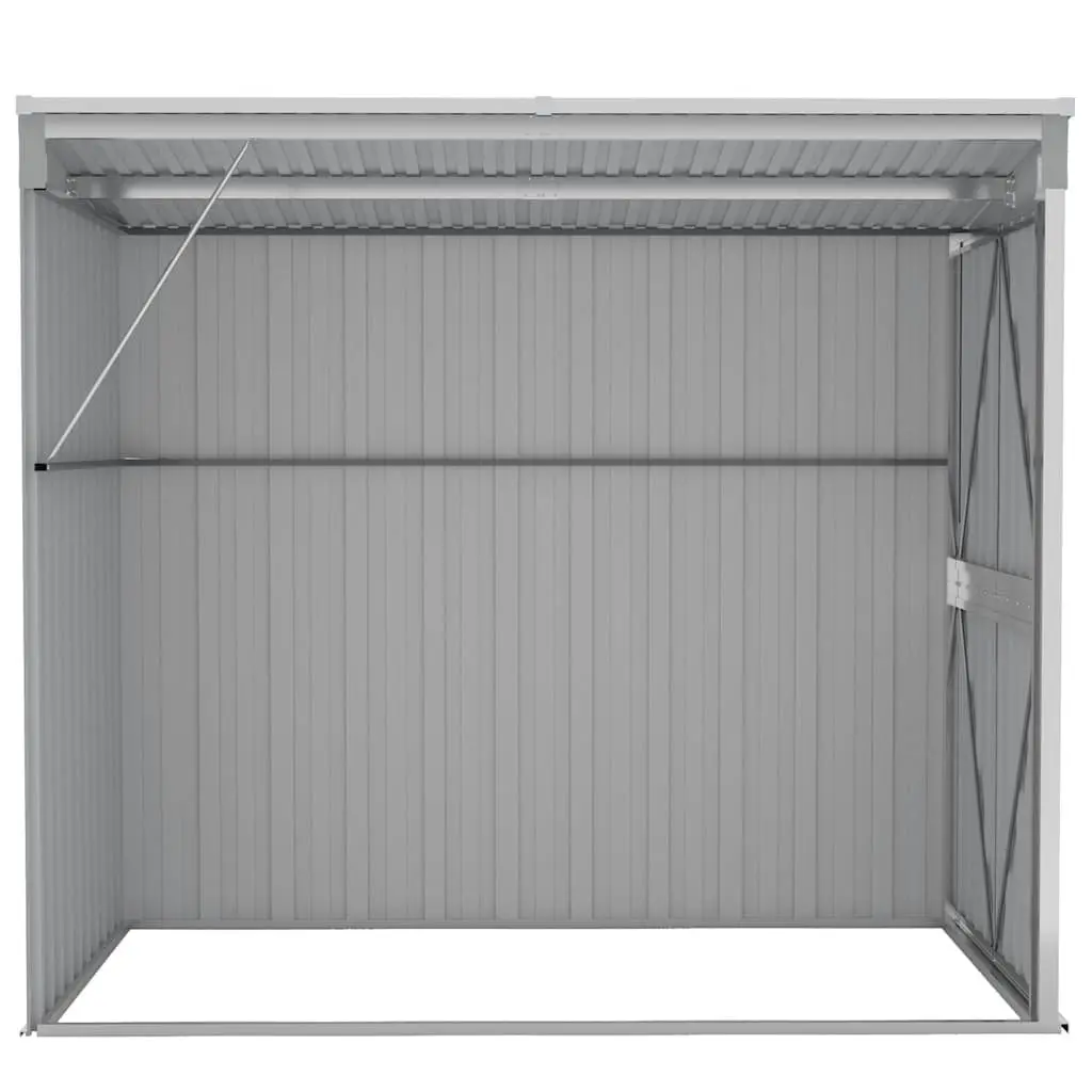 Wall-Mounted Garden Shed Grey Steel Storage Outdoor Tool Locker 118x194x178 cm