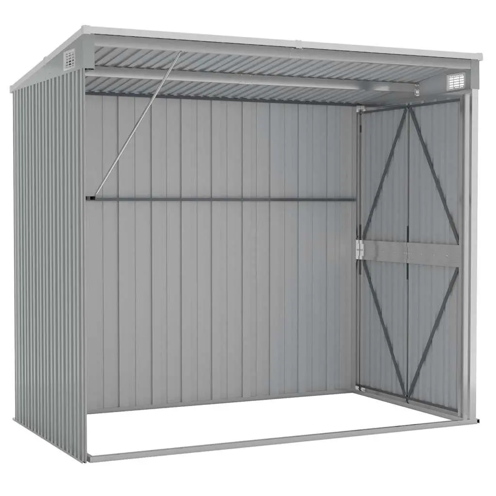 Wall-Mounted Garden Shed Grey Steel Storage Outdoor Tool Locker 118x194x178 cm