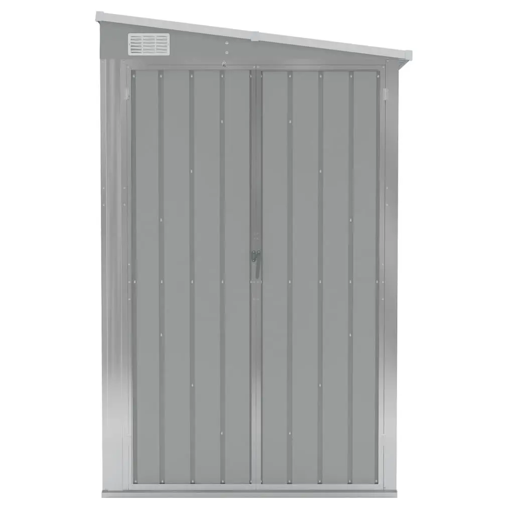 Wall-Mounted Garden Shed Grey Steel Storage Outdoor Tool Locker 118x194x178 cm