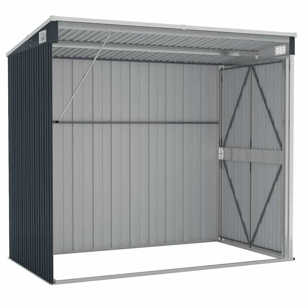 Wall-Mounted Garden Shed Anthracite Steel Double Door 118 x 194 x 178 cm