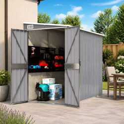 A Friendly Grey Wall-mounted Garden Shed for Your Garden Needs