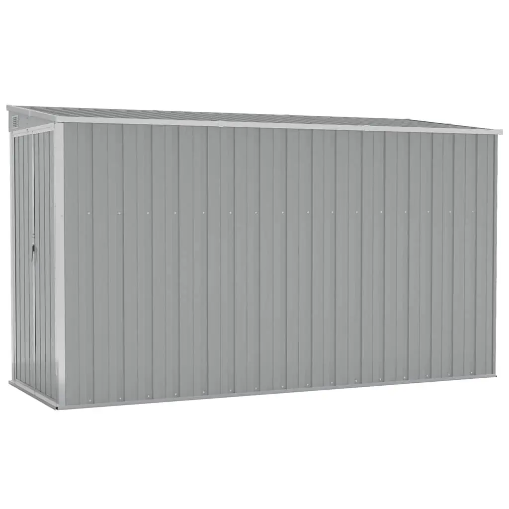 Wall-mounted Garden Shed Grey Galvanised Steel Double Door 118 x 288 x 178 cm