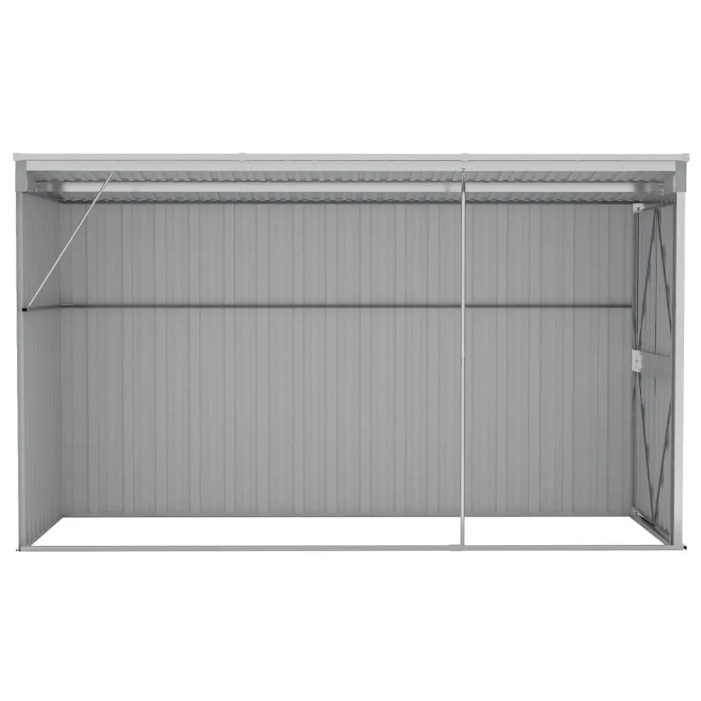 Wall-mounted Garden Shed Grey Galvanised Steel Double Door 118 x 288 x 178 cm