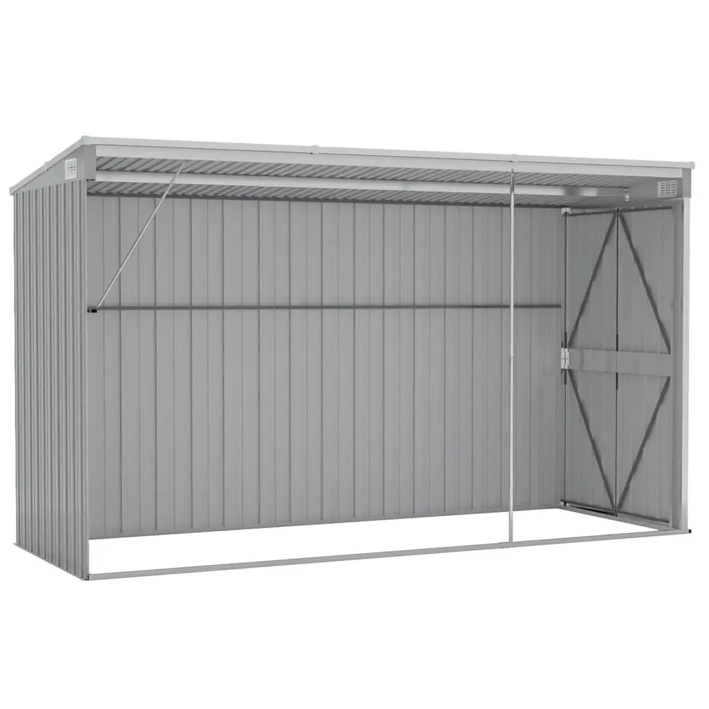 Wall-mounted Garden Shed Grey Galvanised Steel Double Door 118 x 288 x 178 cm