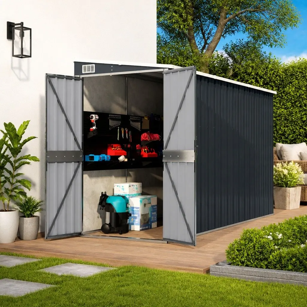 Wall-mounted Garden Shed Anthracite Galvanised Steel 118 x 288 x 178 cm