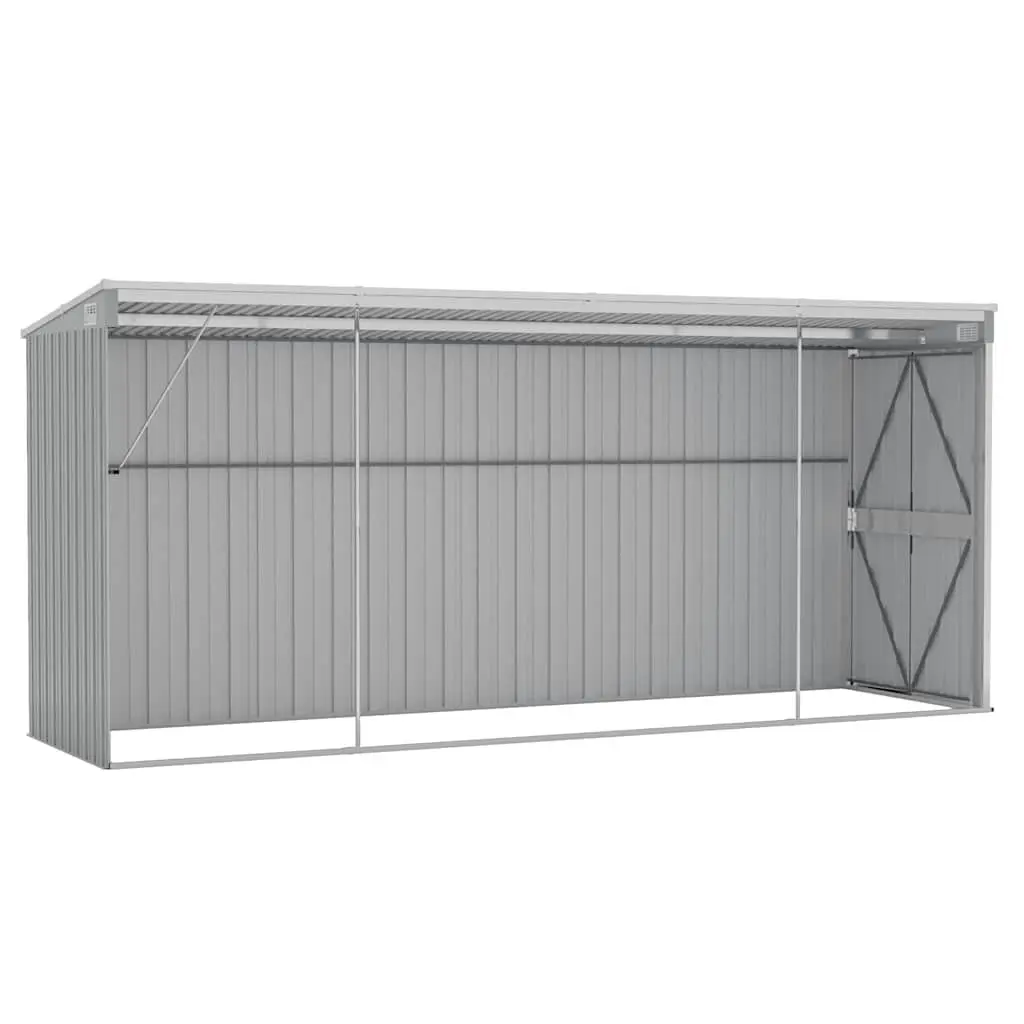 Wall-mounted Garden Shed Storage Grey Galvanised Steel 118 x 382 x 178 cm