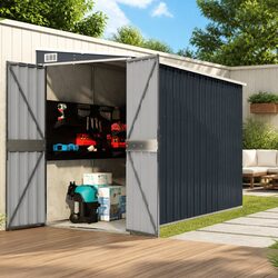 Efficient Wall-mounted Anthracite Garden Shed for Storage