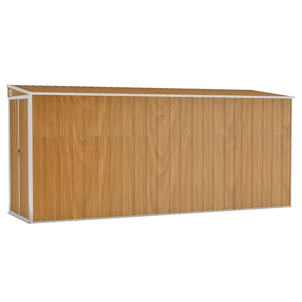 Wall-mounted Garden Shed Brown Galvanised Steel Double Door 118 x 382 x 178 cm
