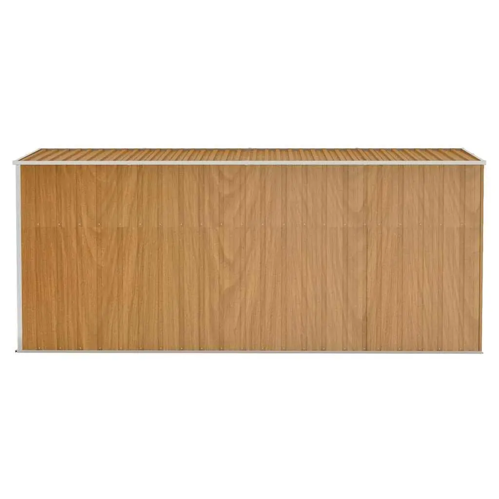 Wall-mounted Garden Shed Brown Galvanised Steel Double Door 118 x 382 x 178 cm