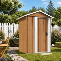 Garden Shed Brown Galvanised Steel Outdoor Storage Tool House Backyard