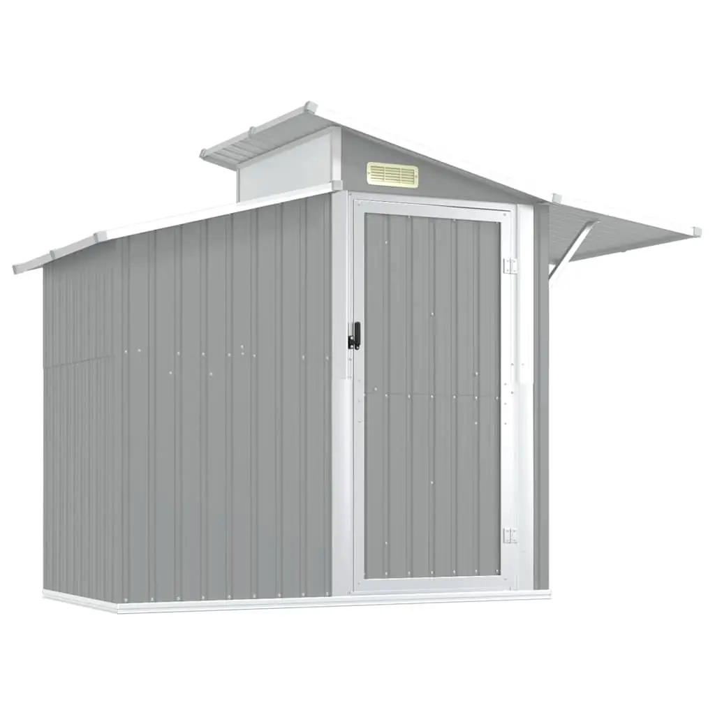 Outdoor Storage Shed Grey Galvanised Steel 270x130x208.5cm Durable Tool House with Ventilation and Transparent Roof Panel