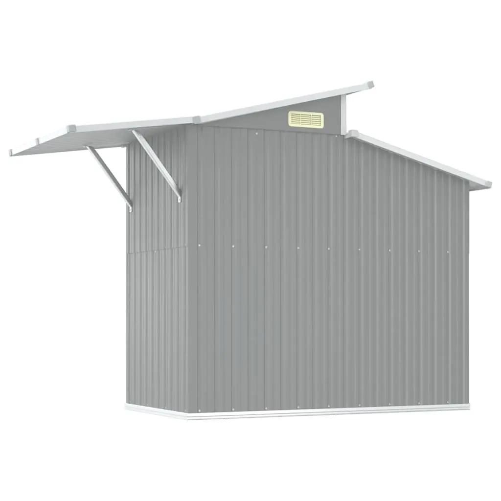 Outdoor Storage Shed Grey Galvanised Steel 270x130x208.5cm Durable Tool House with Ventilation and Transparent Roof Panel