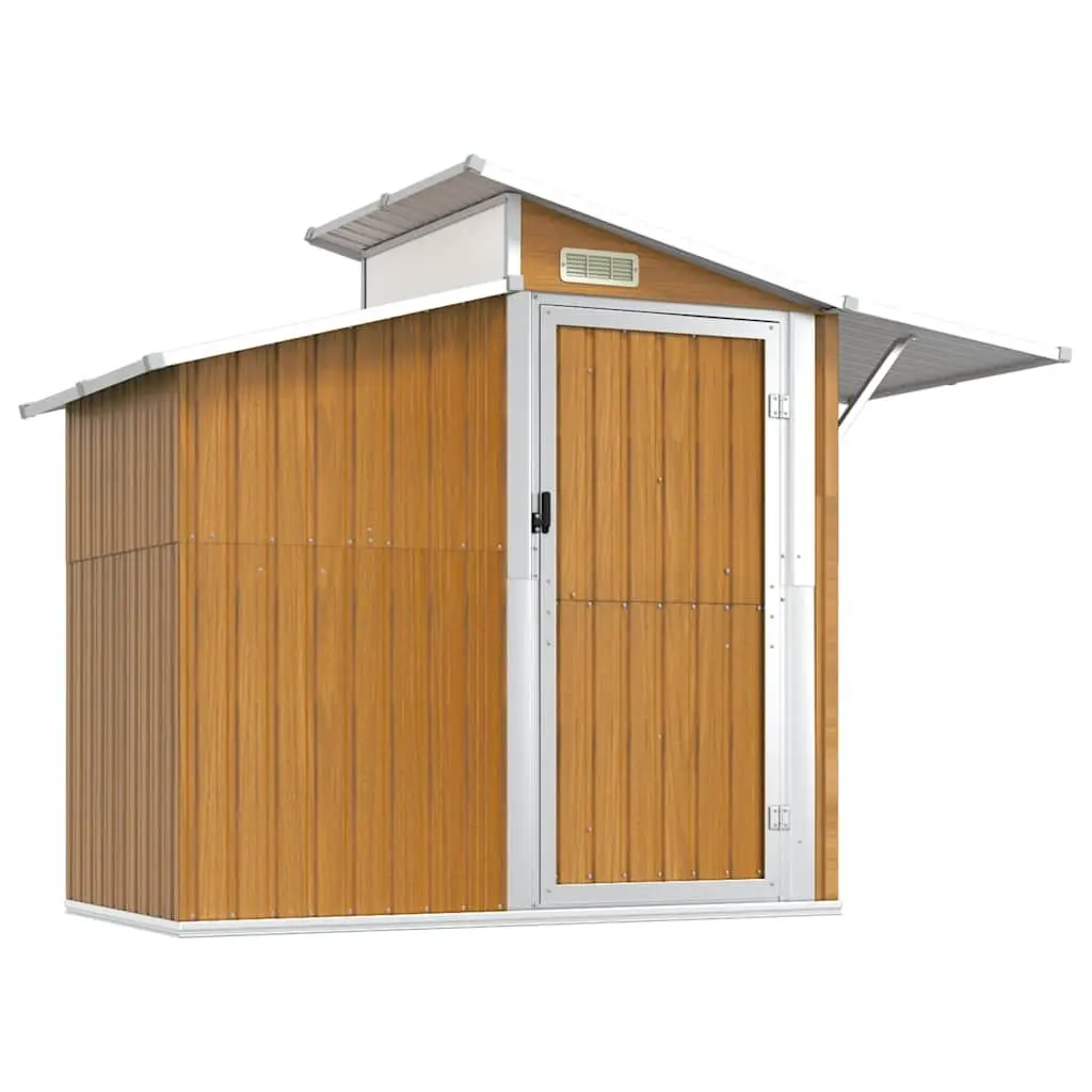 Garden Shed Brown Outdoor Storage Tool House Galvanised Steel 270x130x208.5cm