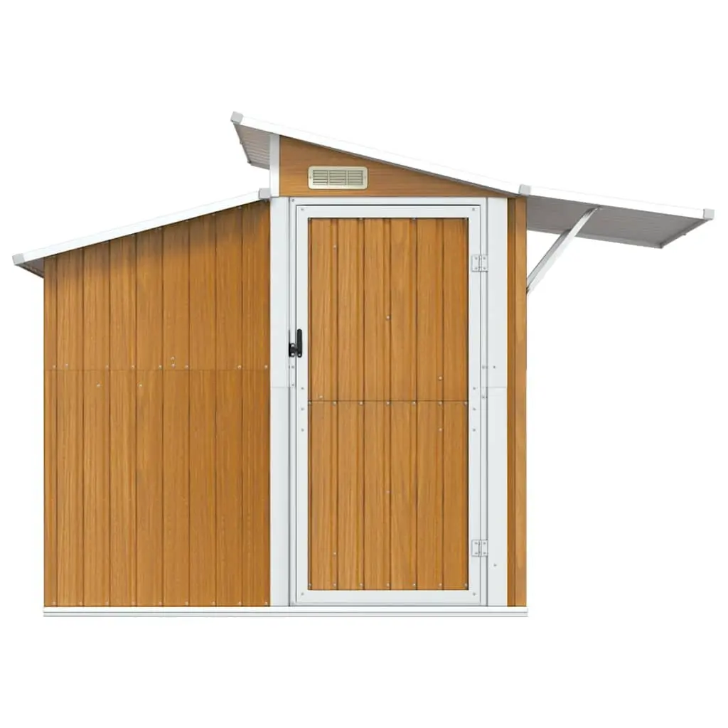 Garden Shed Brown Outdoor Storage Tool House Galvanised Steel 270x130x208.5cm