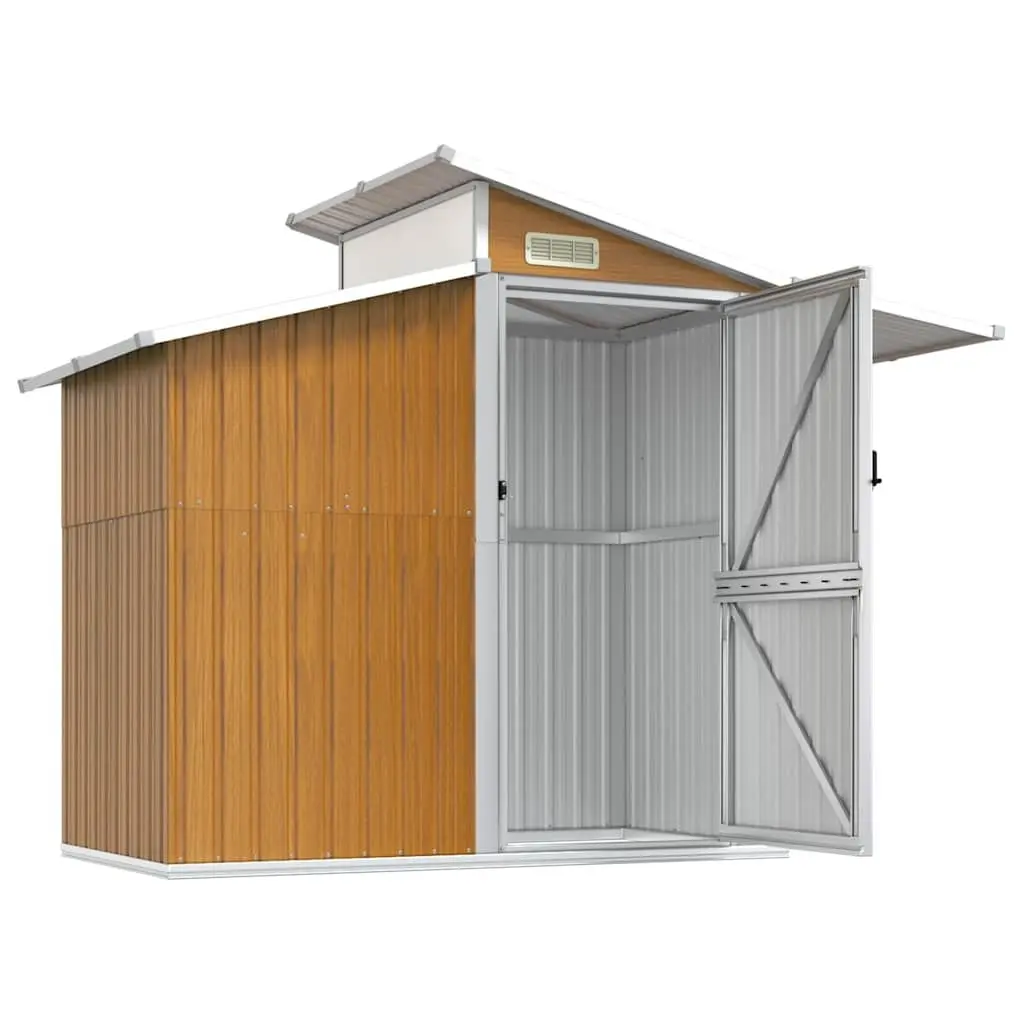 Garden Shed Brown Outdoor Storage Tool House Galvanised Steel 270x130x208.5cm