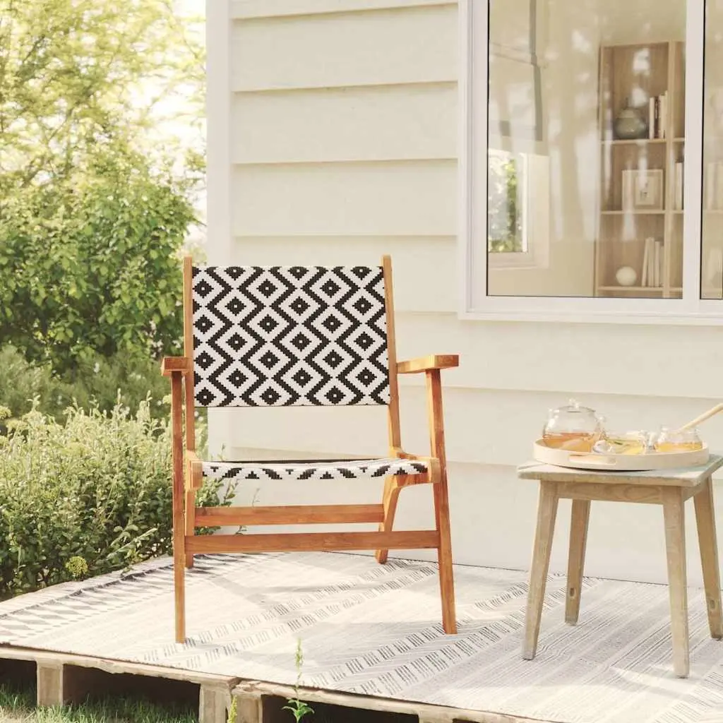 Garden Chairs Outdoor Patio Set Acacia Wood Rattan Backrest Brown 2 Pieces