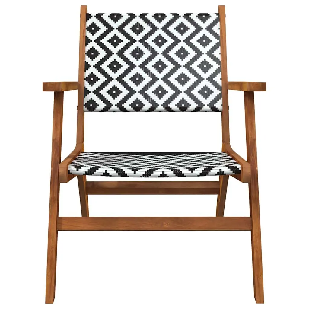 Garden Chairs Outdoor Patio Set Acacia Wood Rattan Backrest Brown 2 Pieces