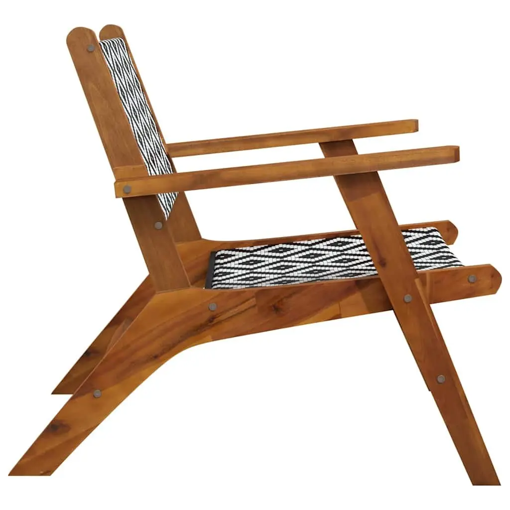 Garden Chairs Outdoor Patio Set Acacia Wood Rattan Backrest Brown 2 Pieces