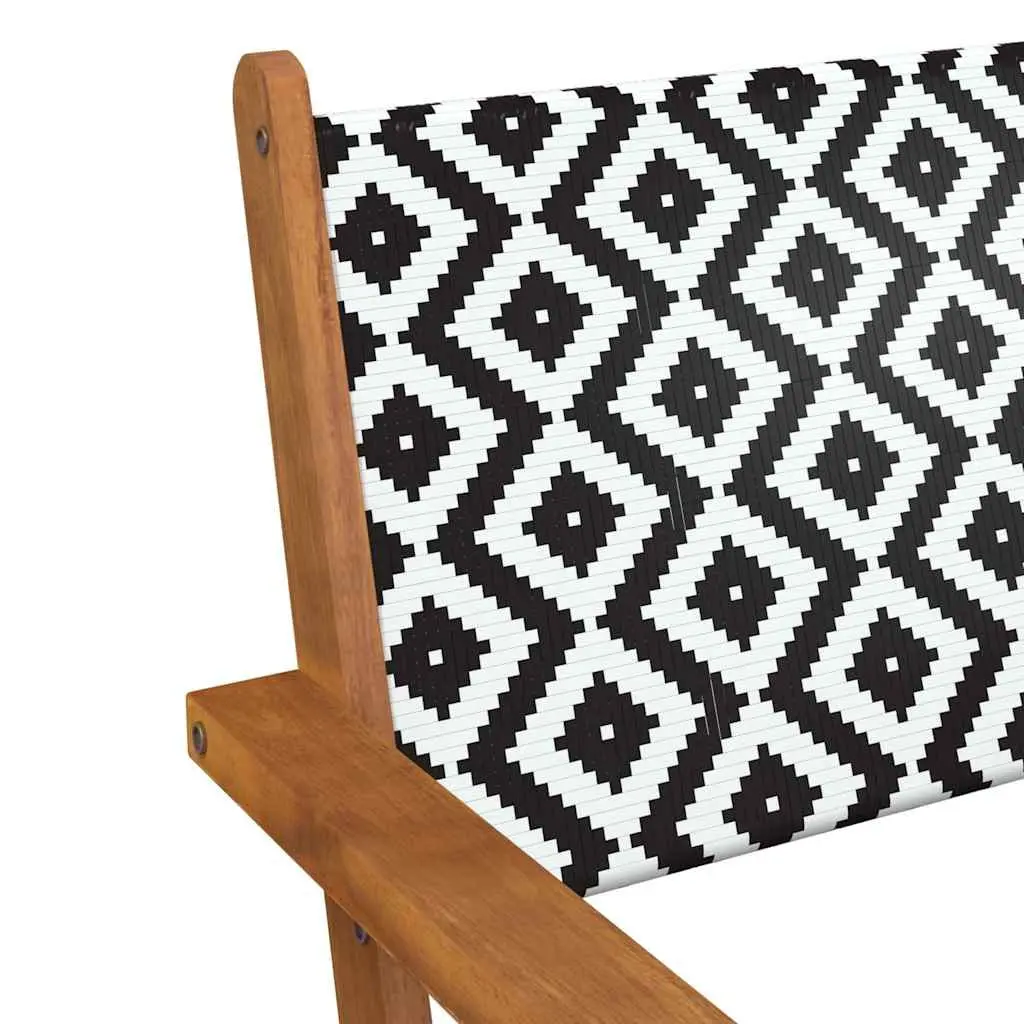 Garden Chairs Outdoor Patio Set Acacia Wood Rattan Backrest Brown 2 Pieces
