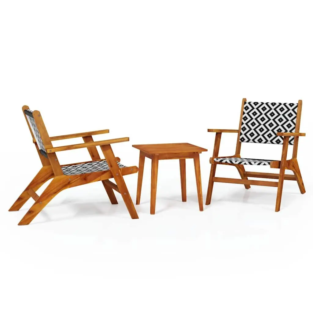 3 Piece Bistro Set Solid Acacia Wood Weather Resistant Outdoor Garden Furniture Brown