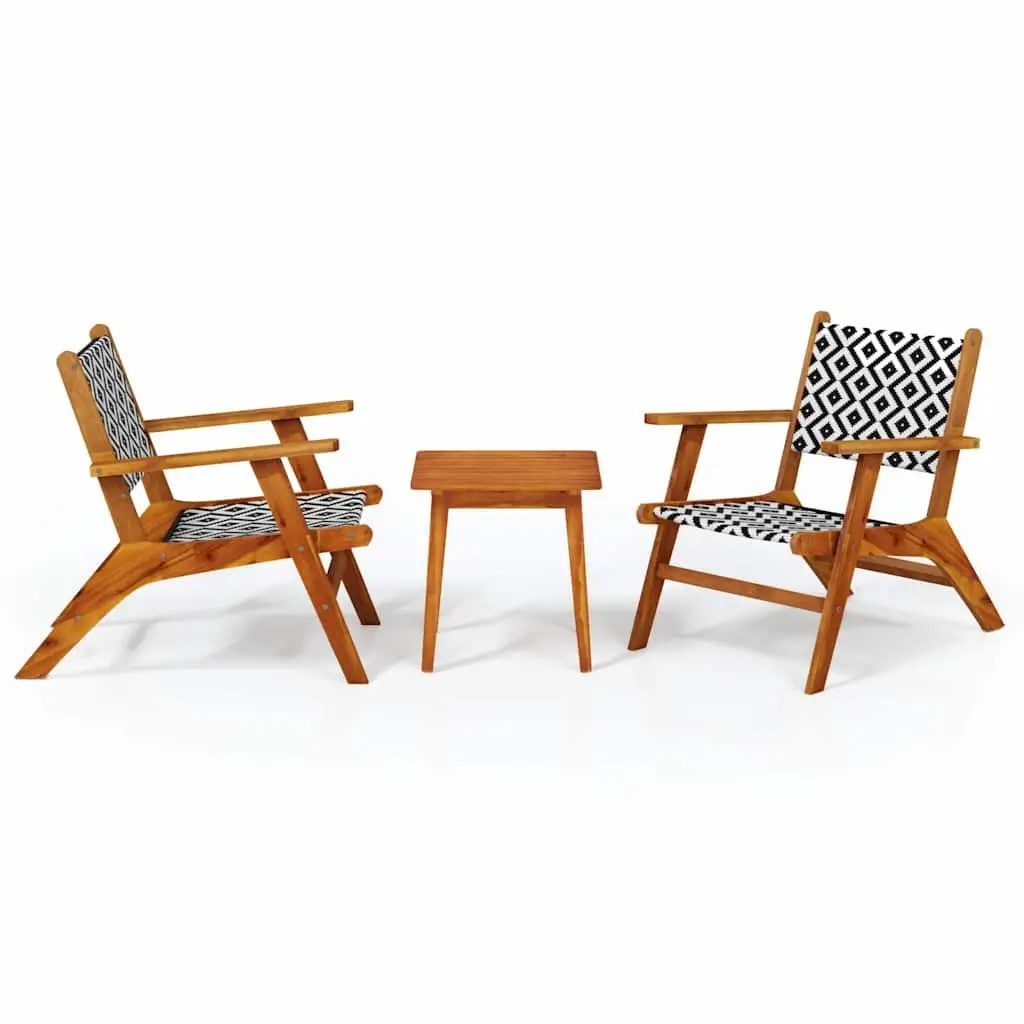 3 Piece Bistro Set Solid Acacia Wood Weather Resistant Outdoor Garden Furniture Brown