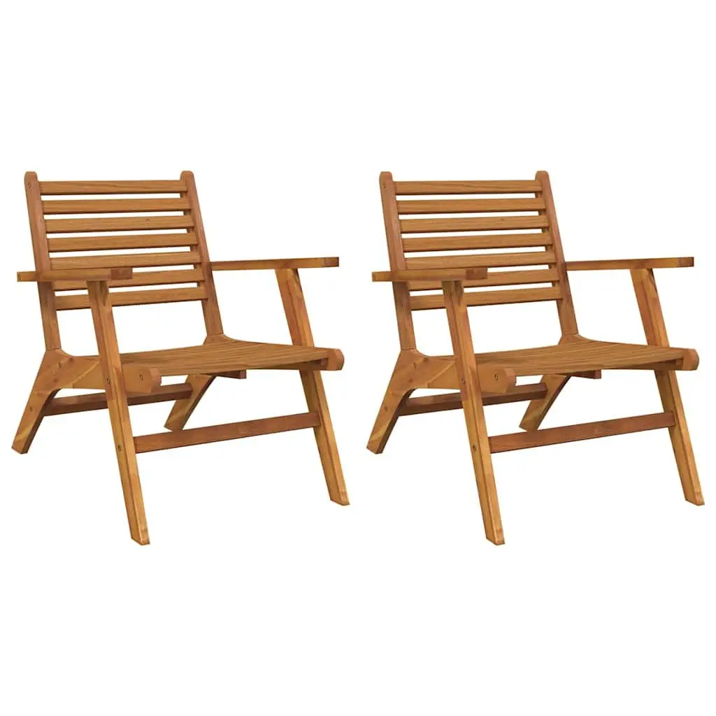 Outdoor Garden Chairs 2 pcs Solid Wood Acacia Brown Patio Lounge Seating