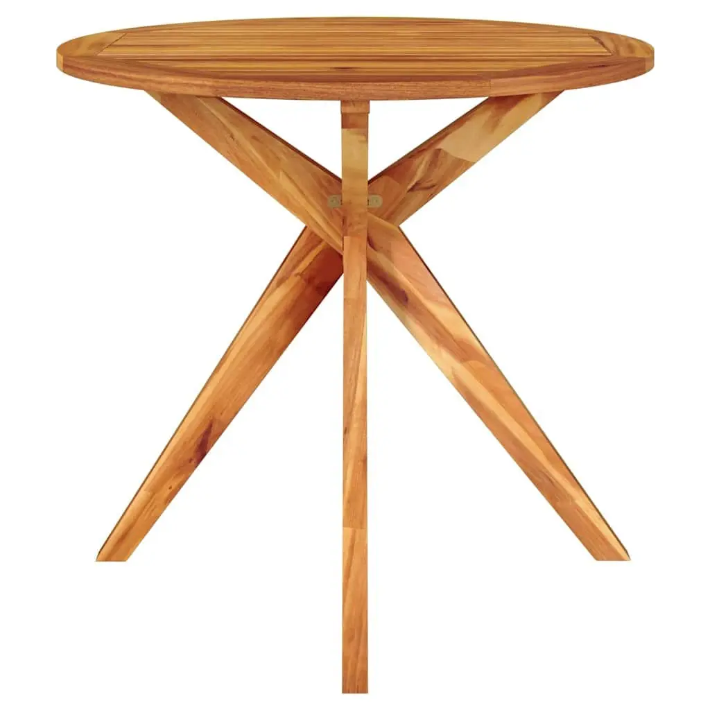 Solid Wood Acacia Garden Table Brown Cross Leg 85x85x75 cm Outdoor Patio Dining