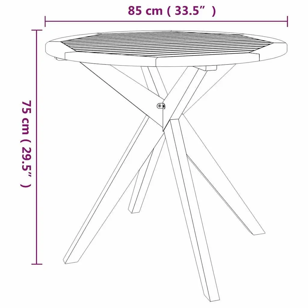 Solid Wood Acacia Garden Table Brown Cross Leg 85x85x75 cm Outdoor Patio Dining