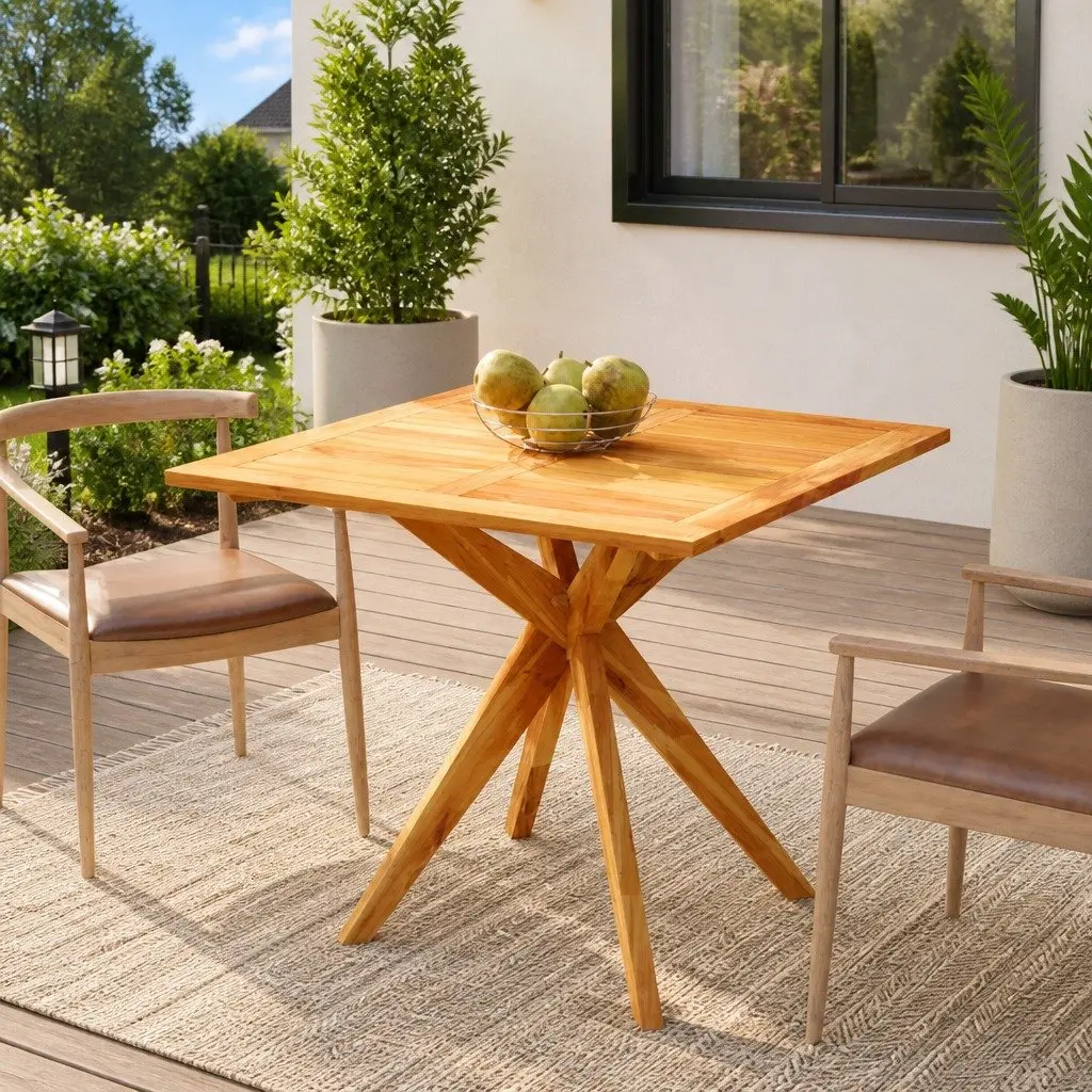 Garden Table Solid Acacia Wood Brown 85x85x75 cm Outdoor Furniture