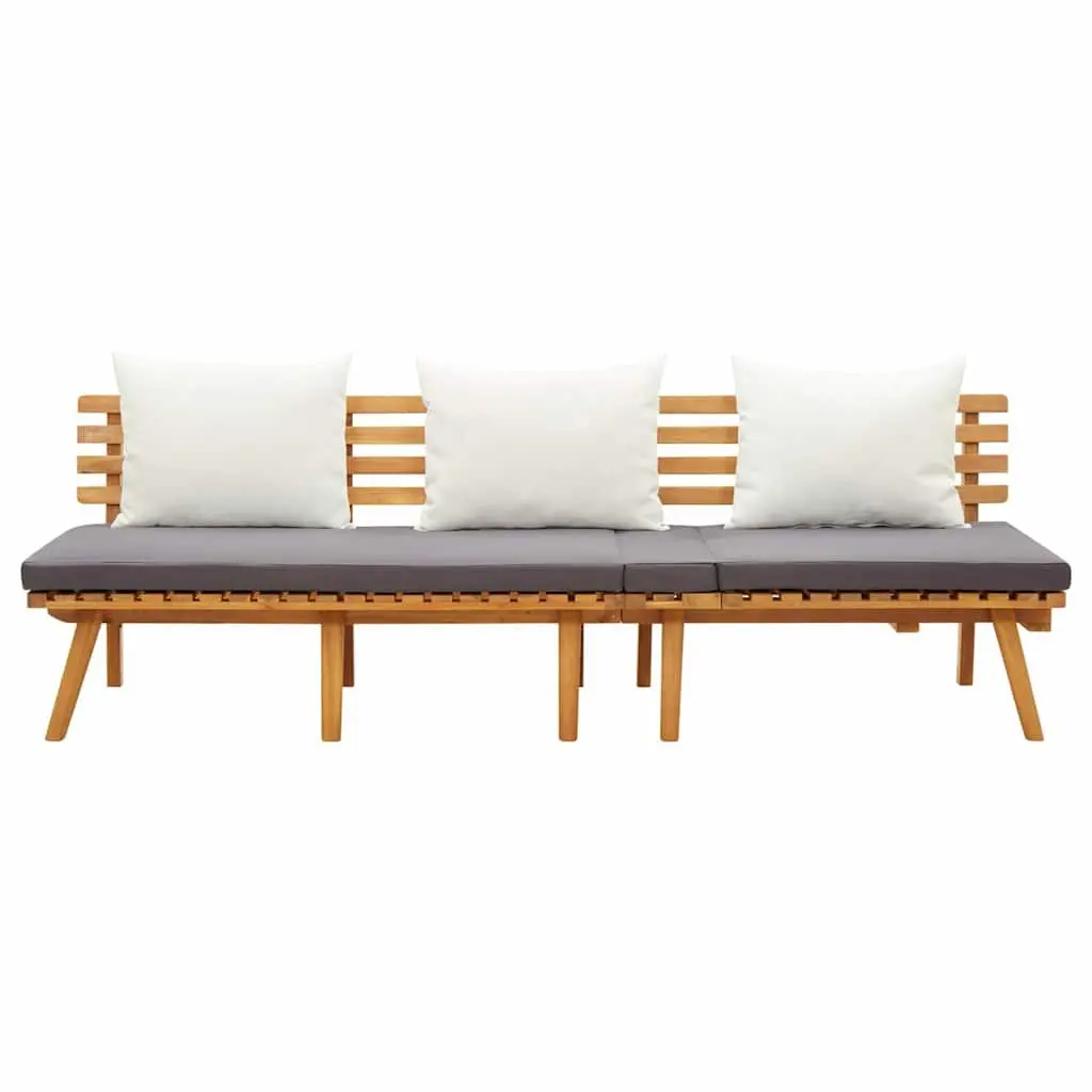 Garden Day Bed Solid Wood 200x65cm Outdoor Lounger Grey