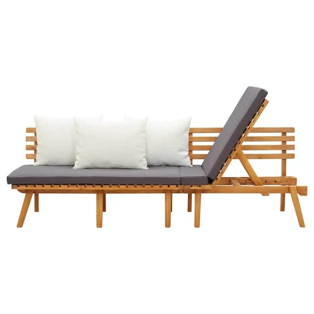 Garden Day Bed Solid Wood 200x65cm Outdoor Lounger Grey
