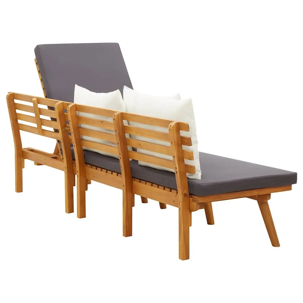 Garden Day Bed Solid Wood 200x65cm Outdoor Lounger Grey
