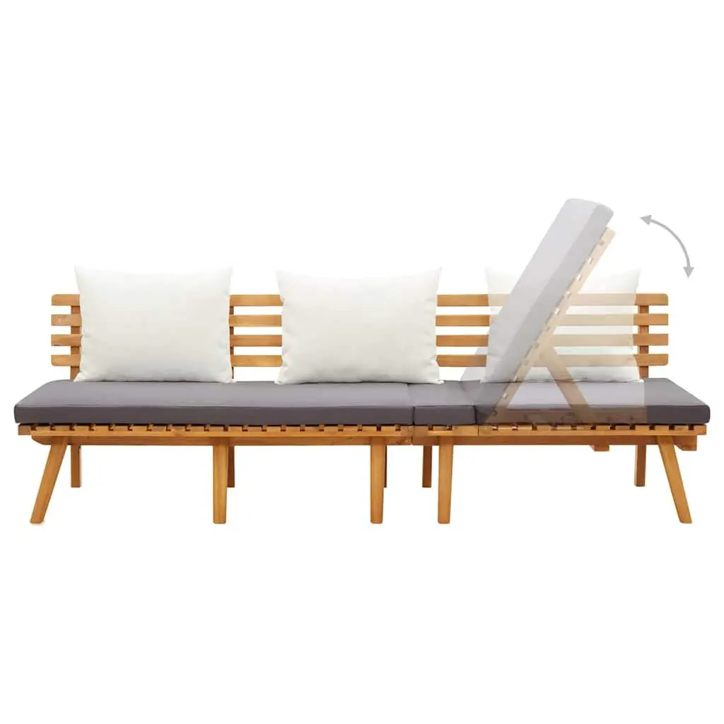 Garden Day Bed Solid Wood 200x65cm Outdoor Lounger Grey