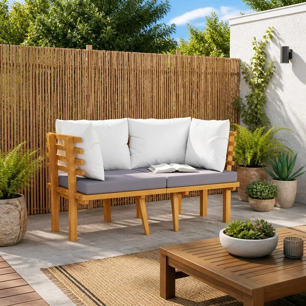 2-Seater Outdoor Garden Sofa with Cushions Patio Lounge Seating Grey