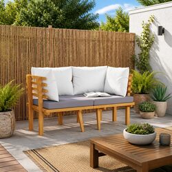 2-Seater Outdoor Garden Sofa with Cushions Patio Lounge Seating Grey