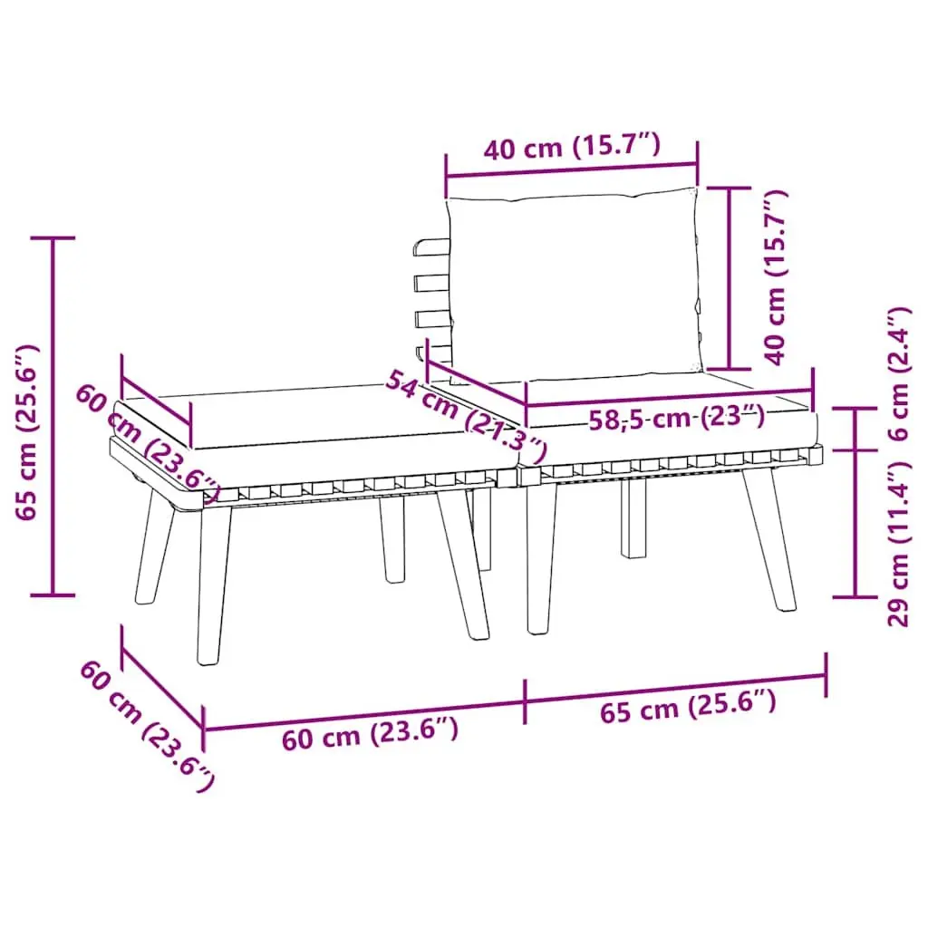 3 Piece Outdoor Lounge Set Grey Cushions Solid Wood Patio Sectional Sofa Garden