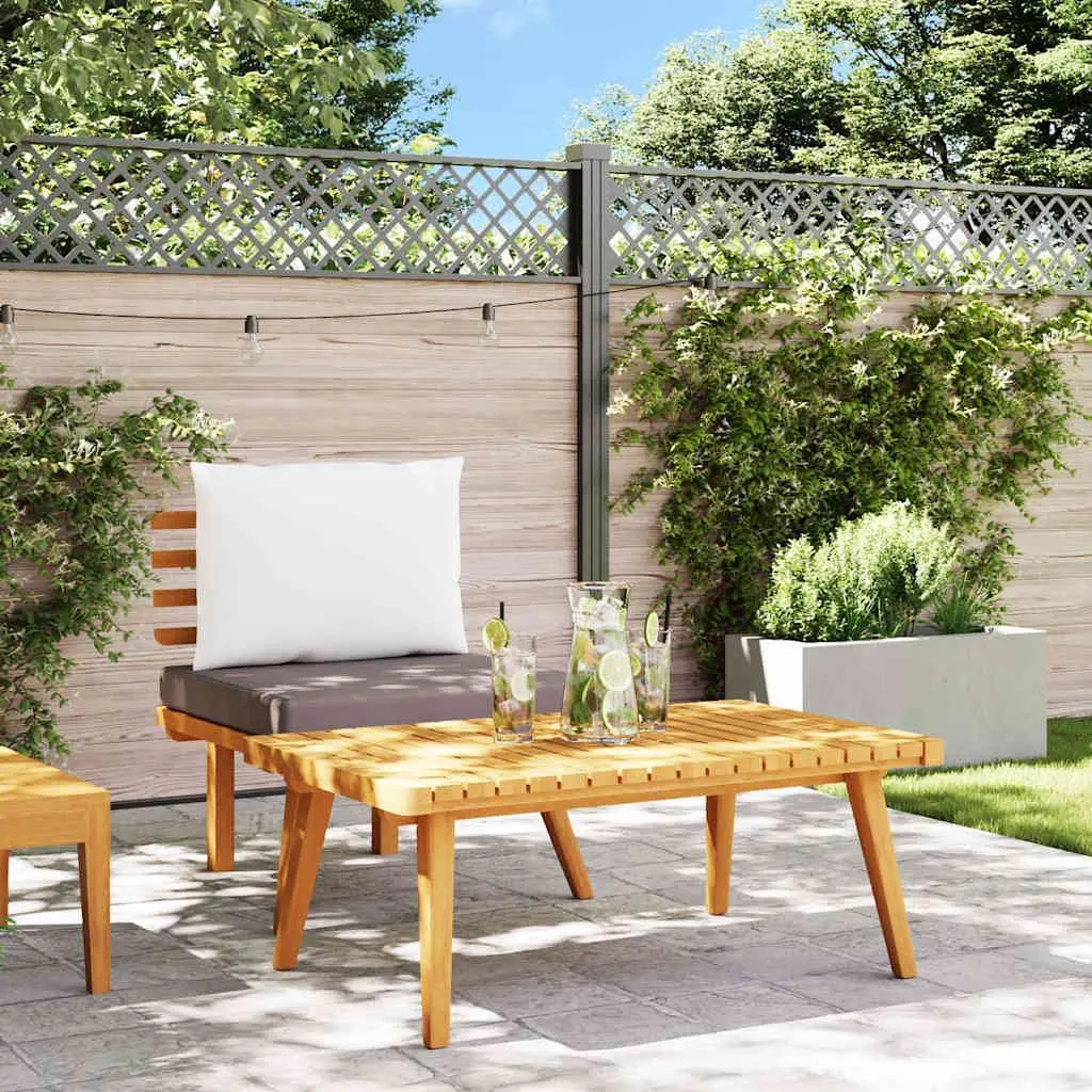 2 Piece Outdoor Garden Lounge Set Grey Cushions Solid Wood Patio Sectional Sofa