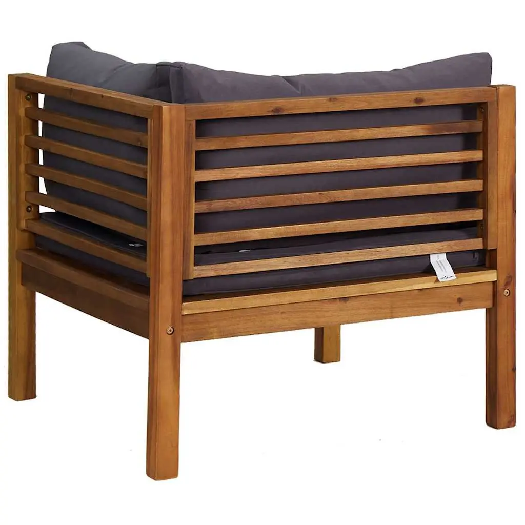 Outdoor Sectional Sofa Set 2 Piece Grey Cushions Acacia Wood Garden Lounge