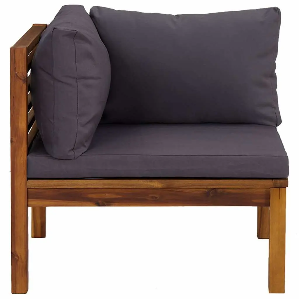 Outdoor Sectional Sofa Set 2 Piece Grey Cushions Acacia Wood Garden Lounge