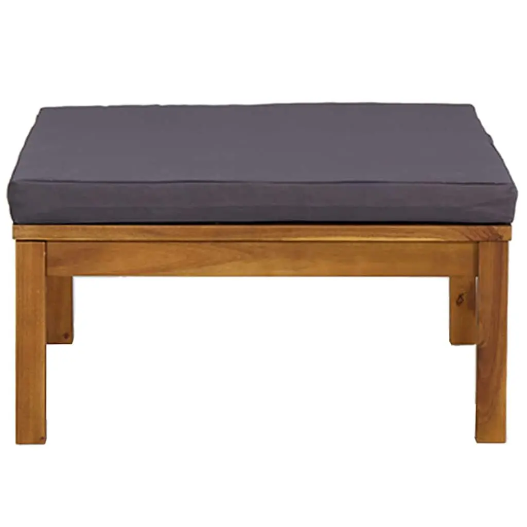 Outdoor Footrest with Grey Cushion Solid Acacia Wood Garden Lounge Modular