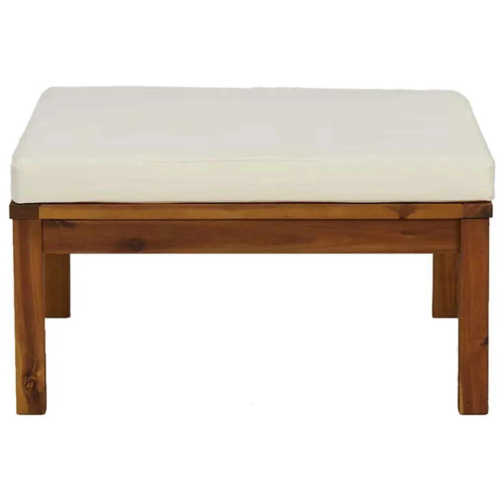 Outdoor Footrest with Cushion Solid Acacia Wood