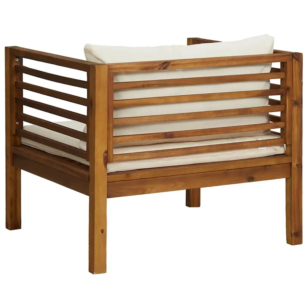 Garden Chair Solid Acacia Wood Weather Resistant with Cushions Cream White Outdoor Patio